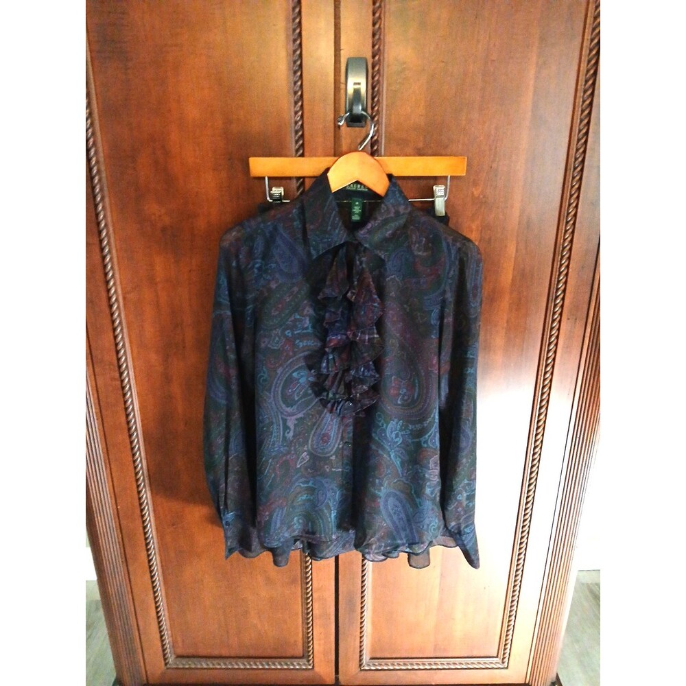 Lauren Ralph Lauren Women's Size M 2pc. Skirt & Ruffled Blouse Lined Paisley